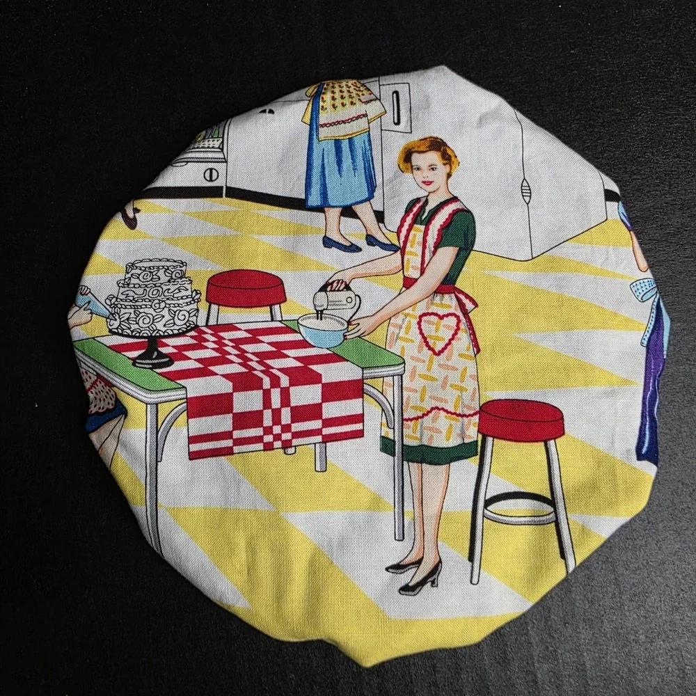 Kitschy Baking Housewife MCM Teal KitchenAid Mixer Mixing Bowl Cover Baking